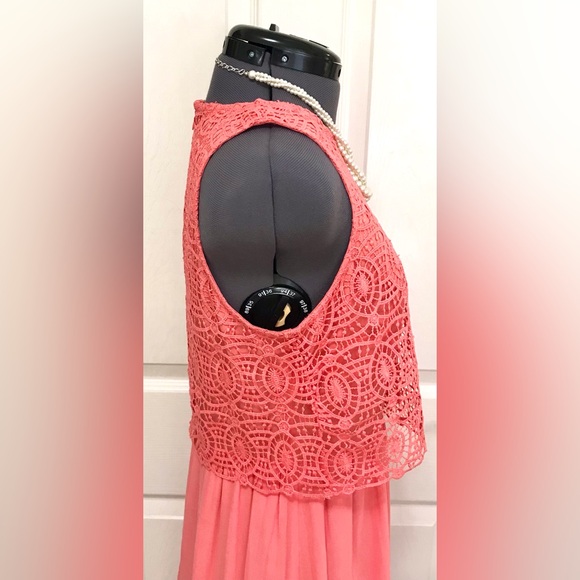 NWT LOFT Coral Lace Overlay Dress - Picture 8 of 16